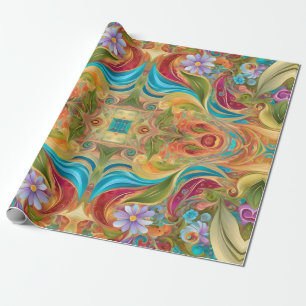 Retro Twisted Swirled Organic Hippy Wrapping Paper