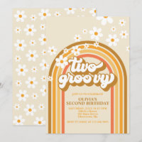 Retro Two GroovY Rainbow Brown Orange Birthday