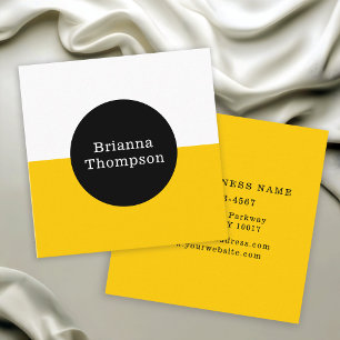 Retro Two Tone Colour Block Deep Yellow Square Business Card