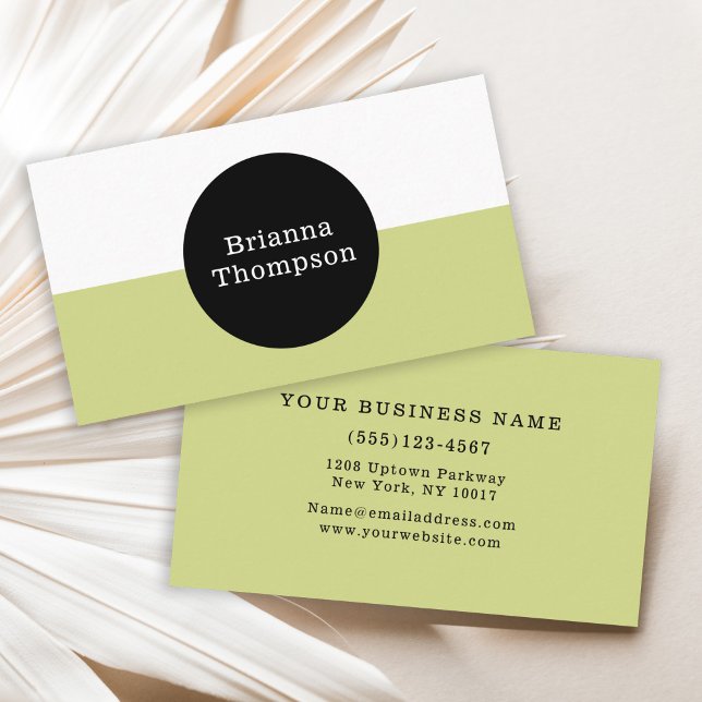 Retro Two Tone Colour Block Lime Green Business Card (Creator Uploaded)