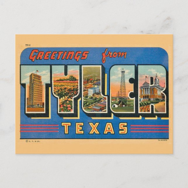 Retro Tyler TX Postcard (Front)