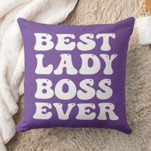 Retro Type Best Lady Boss Ever Throw Pillow