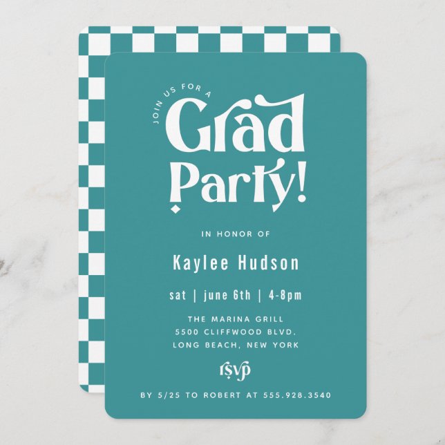 Retro Type Graduation Party Invitation (Front/Back)
