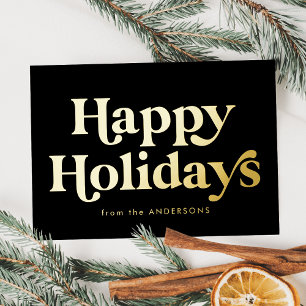 Retro Type Happy Holidays Non-Photo Black and Gold