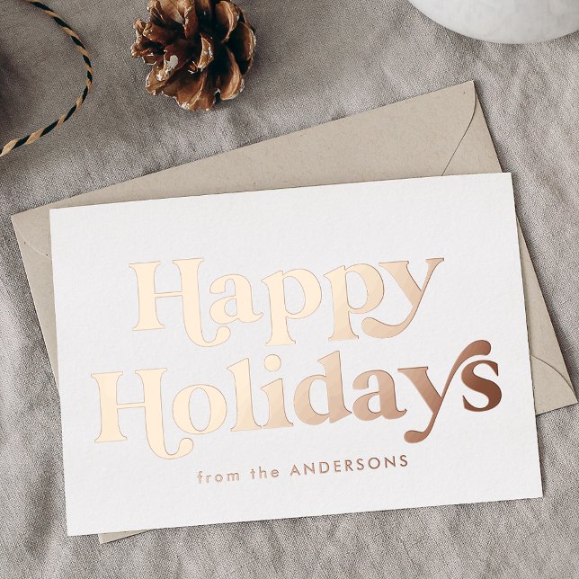 Retro Type Happy Holidays Non-Photo Rose Gold (Creator Uploaded)
