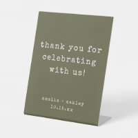Retro Typewriter Olive Custom Wedding Thank You