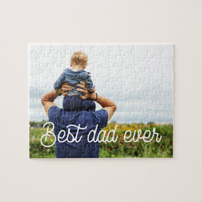 Retro typography Best dad ever Fathers day Jigsaw Puzzle (Horizontal)