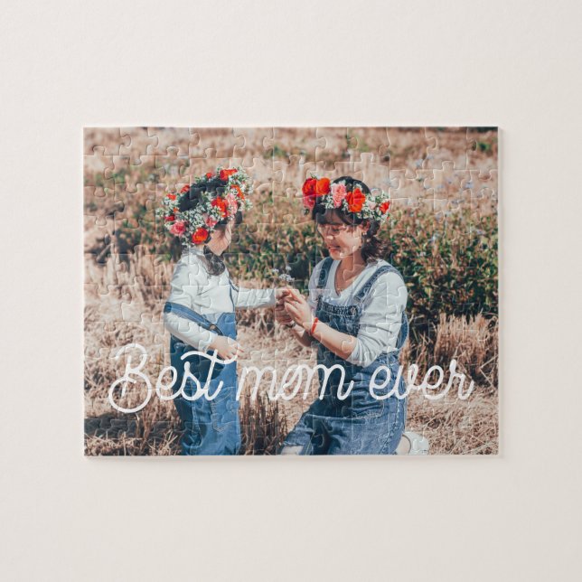 Retro typography Best mum ever Mothers day Jigsaw Puzzle (Horizontal)