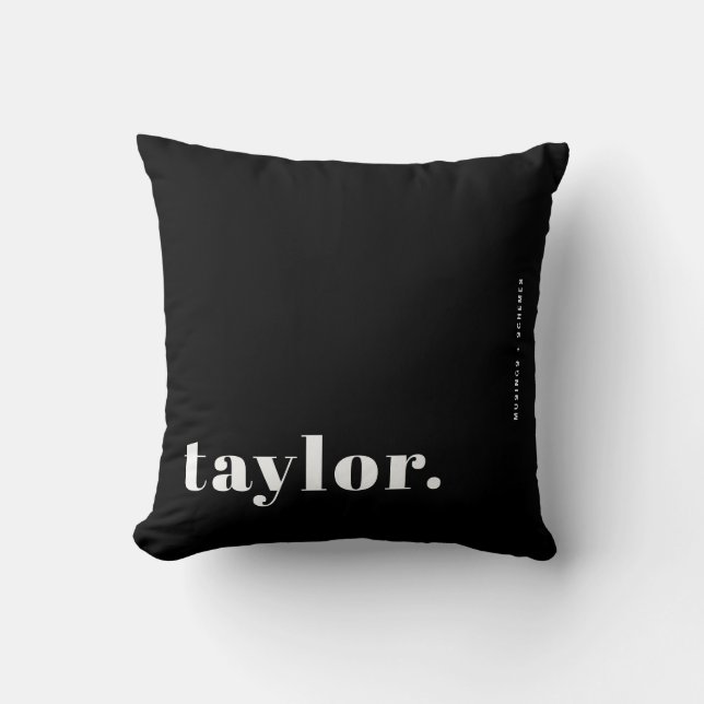Retro Typography Black and White Personalised Cushion (Front)