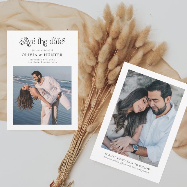 Retro Typography Black and White Wedding Save The Date (Creator Uploaded)