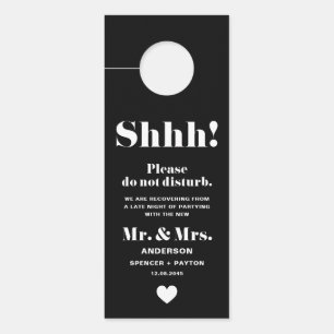 Retro Typography Black Do Not Disturb Wedding Door Hanger