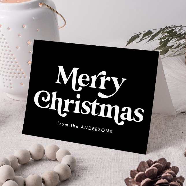 Retro Typography Black Merry Christmas Non-Photo Holiday Card (Creator Uploaded)