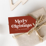 Retro Typography Brown Merry Christmas Gift Tags<br><div class="desc">Festive holiday gift tags featuring "Merry Christmas" in white,  retro-style lettering with a terracotta background. Personalise the front of the terracotta gift tag with your name or custom text. Designed to coordinate with our Retro Typography Christmas collection.</div>