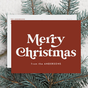 Retro Typography Brown Merry Christmas Non-Photo Holiday Postcard