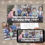 Retro Typography Christmas & New Years Four Photo Holiday Card<br><div class="desc">Send stylish joyful greetings and share four of your favourite pictures with chic retro photo collage 4"x8" holiday cards. These templates are simple to personalise to include any wording, such as Merry Christmas, Happy Holidays, Seasons Greetings, New Year Cheers etc. (IMAGE PLACEMENT TIP: An easy way to position a photo...</div>