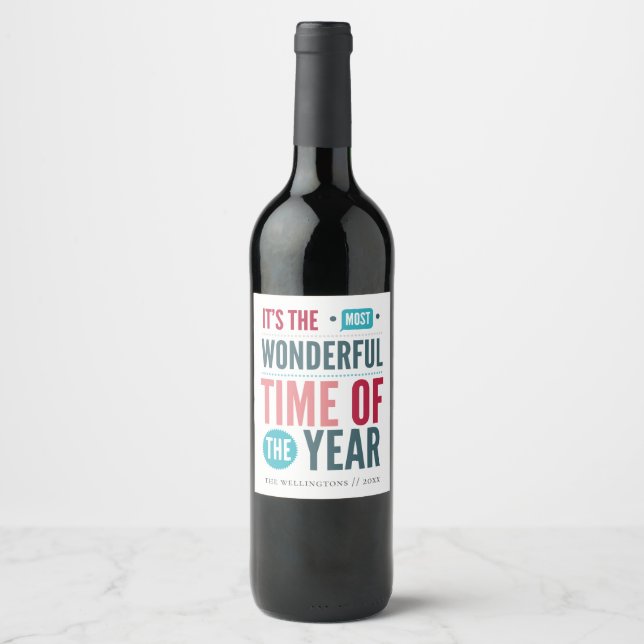 Retro Typography Christmas Quote Holiday Wine Label (Front)