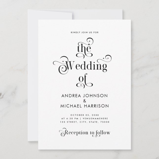 Retro Typography Clean White All In One QR Code Invitation (Front)