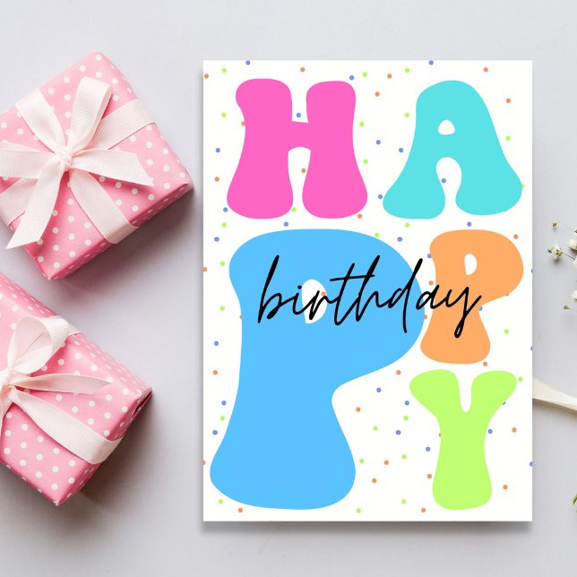 Retro Typography Colourful Happy Birthday Card (Creator Uploaded)