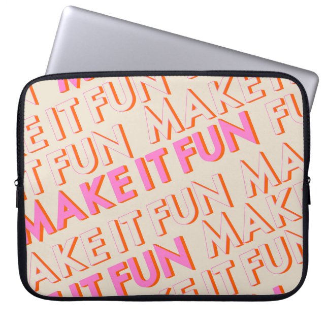 Retro typography, diagonal, 'Make It Fun'. Laptop Sleeve (Front)
