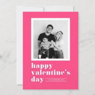 Retro Typography Hot Pink Photo Valentine's Day Holiday Card