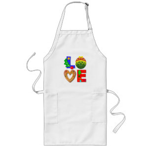 Retro Typography, Love Christmas and Cookies Long Apron