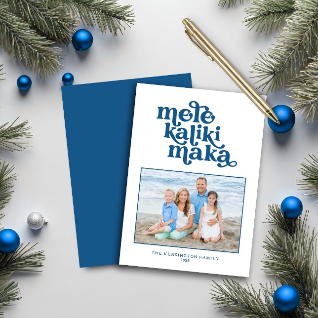 Retro Typography Mele Kalikimaka Christmas Photo (Retro Typography Mele Kalikimaka Christmas Photo Card)