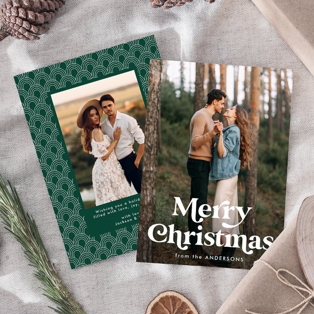 Retro Typography Merry Christmas 2 Photo Holiday (Creator Uploaded)