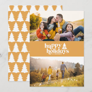 Retro typography modern 1 photo holiday Christmas Card