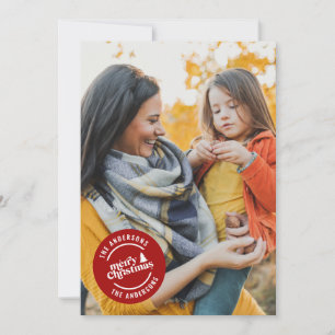 Retro typography modern 1 photo holiday Christmas Card