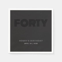 Retro Typography Modern Black 40th Birthday