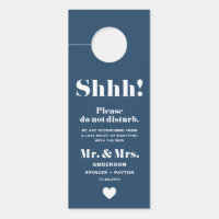 Retro Typography Navy Blue Do Not Disturb Wedding