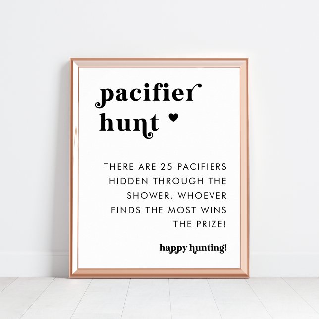 Retro Typography Pacifier Hunt Baby Shower Sign (Creator Uploaded)