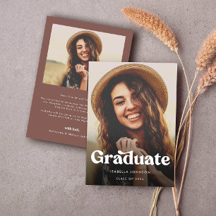 Retro Typography Photo Graduation Announcement