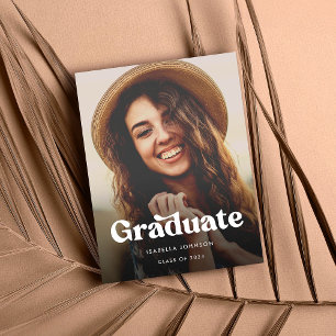 Retro Typography Photo Graduation Announcement Postcard