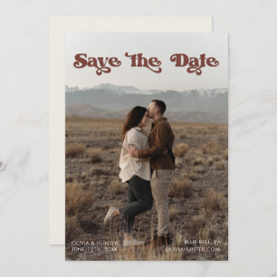 Retro Typography  Photo Save the Date   Invitation