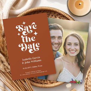 Retro Typography Photo Wedding Save The Date Announcement