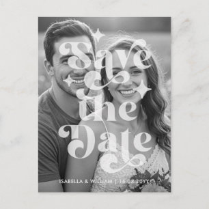 Retro Typography Photo Wedding Save The Date Announcement Postcard