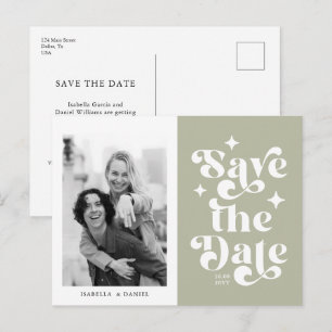 Retro Typography Photo Wedding Save The Date Postcard
