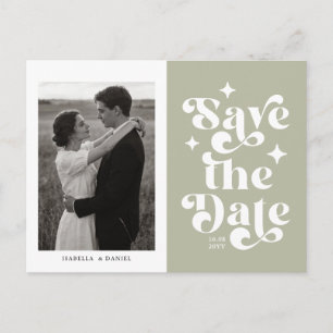 Retro Typography Photo Wedding Save The Date Postcard
