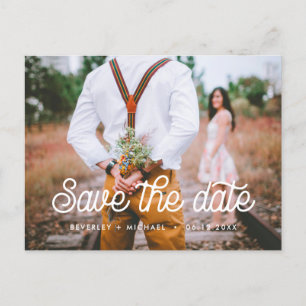 Retro typography Save the Date Announcement Postcard