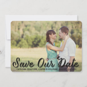 Retro Typography Script Save Our Date Announcement