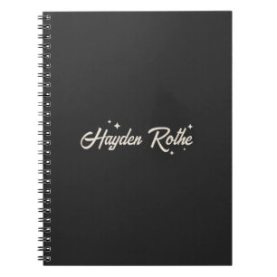 Retro Typography Stars Black Notebook