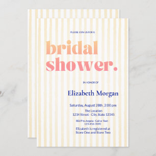 Retro Typography Striped Bridal Shower Invitation