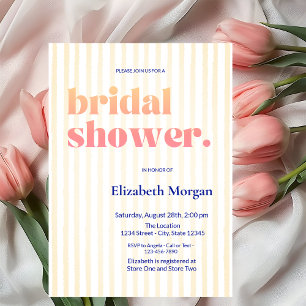  Retro Typography Striped Bridal Shower Invitation