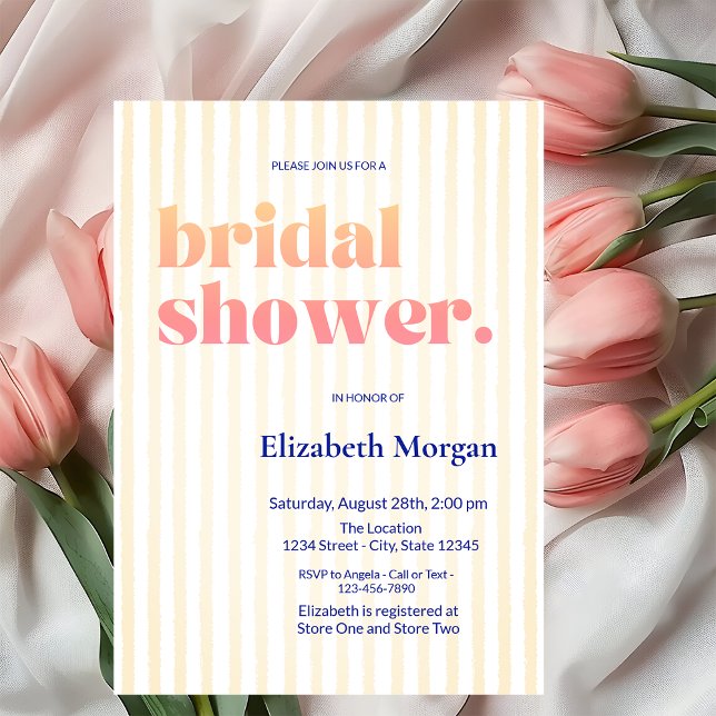  Retro Typography Striped Bridal Shower Invitation (Creator Uploaded)