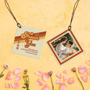 Retro Typography Summer Sun Wedding Thank You Favour Tags