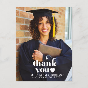 Retro Typography Thank You Graduation Photo Postcard