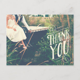 Retro Typography Thank You Wedding Postcard