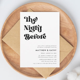 Retro Typography The Night Before Rehearsal Dinner Invitation
