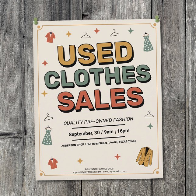 Retro Typography - Used Clothes Sales Flyer (Retro Typography - Used Clothes Sales Flyer)